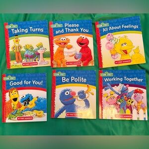 Sesame Street My First Manners Book Set - Red, Blue, Yellow lot of 6